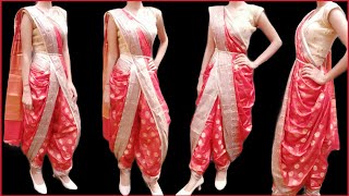 DHOTI STYLE SAREE DRAPINGDHOTI STYLE WITH SILK SAREESTEP BY STEPFULL EXPLAINED IN HINDI [upl. by Naleag]