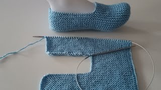 Super schnell Socken  Puschen  Hausschuhe stricken mit 2 Nadeln 🧶 [upl. by Hanway311]