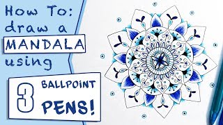 HowTo Draw a mandala using just three BALLPOINT pens [upl. by Bigler]