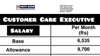 HDFC Bank Customer care Executive Salary  HDFC Bank Job  HDFC Bank Salary in Retail Branch Banking [upl. by Aimac]