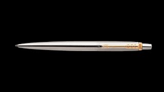 Parker jotter stainless steel ball pen gold trim review and unboxing best looking ball pen [upl. by Bez]