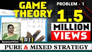 Game theory 1Pure amp Mixed Strategyin Operations researchSolved problemBy Kauserwise [upl. by Zelikow]