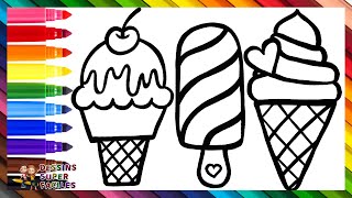 Dessiner et Colorier des glaces arc en ciel 🍦🍨🍧❄️🌈 Dessins pour enfants [upl. by Yrakaz]