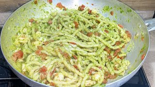 FUSILLONI GAMBERONI PESTO DI RUCOLA E POMODORINI [upl. by Tereb715]