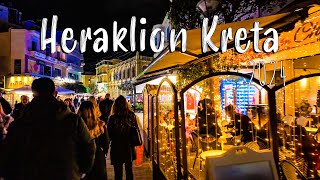 Heraklion Crete walking tour 4k nightlife vlog Greece 2024 [upl. by Hurff169]