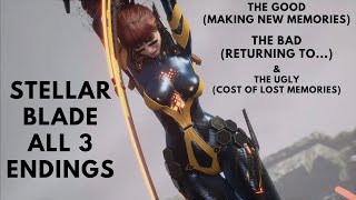 Stellar Blade All 3 Endings Cost of Lost Memories Making New Memories amp Returning to  PS5 4K [upl. by Frame]