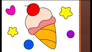 Drawing for Kids  Color filling for Kids  Ice Cream 🍦 Drawing Page Coloring [upl. by Mikkanen]