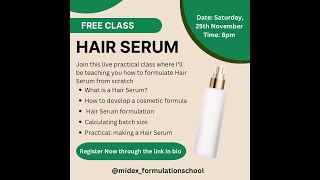 Free Hair Serum Formulation Class [upl. by Tiphanie]