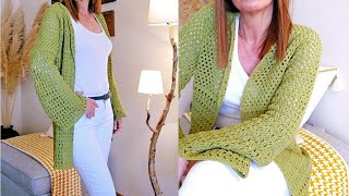 Como tejer ChaquetaCardiganKimono a crochet [upl. by Hobbs853]