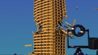 How to shoot the corner of a keva planks tower  blender bullet physics engine [upl. by Carlye]