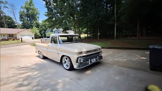 Lets go for a Short Ride in a 1966 Chevy C10 truck hoping I dont wreck shifting the 3 on the Tree [upl. by Ratha933]