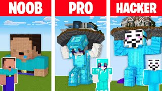 Minecraft NOOB vs PRO vs HACKER STATUEN HAUS BAU CHALLENGE in Minecraft [upl. by Lachish]