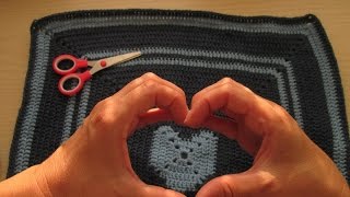 Uncinetto Moduli  Quadrato Cuore per Copertina  Heart Granny Square for Blanket [upl. by Aiekan]