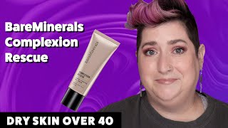 BAREMINERALS COMPLEXION RESCUE TINTED MOISTURIZER  Dry Skin Review amp Wear Test [upl. by Acirretal]