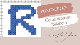 Punto Croce  Tutorial di Un Filo di Gloria come ricamare la Lettera R passo a passo [upl. by Yreneh844]