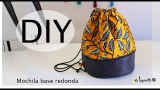 DIY Tutorial mochila de tela con polipiel y base redonda [upl. by Alleon]