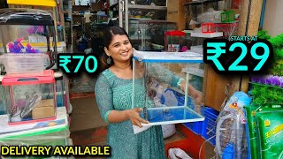 Cheapest Imported Fish Tanks 70₹ முதல்  Pet Accessories  Kolathur Fish Market [upl. by Procto]