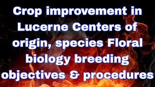 Crop improvement in Lucerne Centers of origin species Floral biology breeding objectivesampprocedures [upl. by Kerwinn]