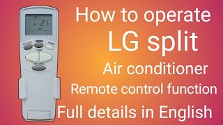 How to use lg air conditioner remote control function in English lg split ac remote full details [upl. by Read961]