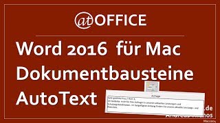 AutoTextBausteine in Word 2016 für Mac  Abruf über Symbolleiste [upl. by Edals]