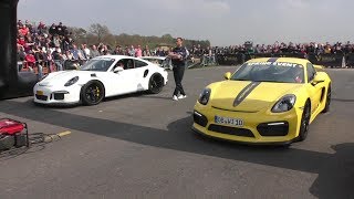 Dragrace  Porsche Cayman GT4 vs GT3 RS [upl. by Treat]