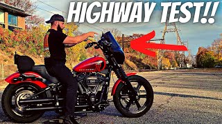 Memphis Shades Road Warrior Highway Test and Review for Harley Softail Street Bob [upl. by Yruok78]