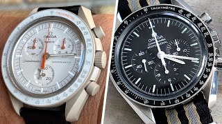 MoonSwatch and Omega Speedmaster Moonwatch side by side comparison [upl. by Bradleigh]