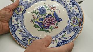 Antique Masons Ironstone China Blue Pheasant B9799 Coloured Dinner Plate [upl. by Nollahp]