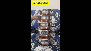 Stainless Steel Copper Bottom Handi with lid Cooking Bowl 5Pieces meeshokitchenproducts meesho [upl. by Nichol]