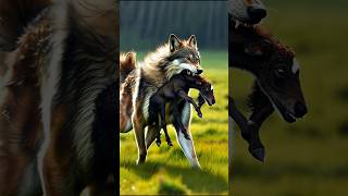 Hunter wolf vs horse fight for baby horse horselover wolf weakanimals pets motherslove foal [upl. by Saum]