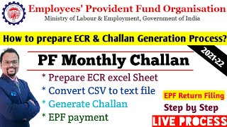 ECR Challan Generation Prepare ECR challan processEPF Challan How to file ECR pf ecr challan [upl. by Diana]