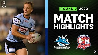 NRL 2023  CronullaSutherland Sharks v Sydney Roosters  Match Highlights [upl. by Annaeerb]