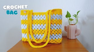 Super Easy Crochet Tote Bag  Crochet Shoulder Bag Super Neat  ViVi Berry Crochet [upl. by Ahsitahs182]