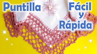 Puntilla rápida y fácil a Crochet  Tejiendo con Sol [upl. by Aborn]