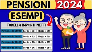 ✅PENSIONI👉AUMENTI DA GENNAIO 2024👉 ESEMPI CON IMPORTI NETTI➕NUOVE FASCE RIVALUTAZIONE [upl. by Pasahow]