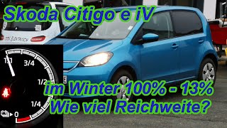 Skoda Citigo e iV Verbrauch im Winter VW eUp Seat Mii Electric 10013 [upl. by Patrice]