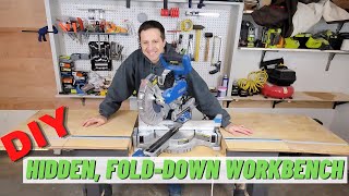 DIY Hidden folddown multiheight miter saw workbench How to [upl. by Mohorva415]