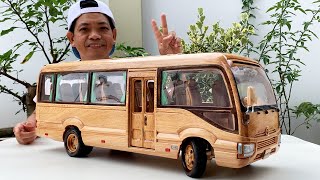 Wood Carving  TOYOTA COASTER MINI BUS  Woodworking Art [upl. by Burrell]