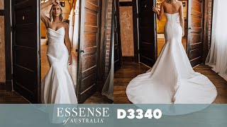 Simple FormFitting Wedding Dress  Essense of Australia D3340 [upl. by Einberger]