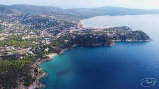 Aerial view of the Corniches des Maures and the Bonporteau Beach CavalairesurMer from a drone [upl. by Prevot959]