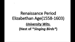 University Wits  University Wits Contribution in Elizabethan era [upl. by Niwri807]