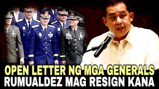 OPEN LETTER NG MGA MEN IN UNIFORM GENERALS RUMUALDEZ RESIGN [upl. by Elatan]