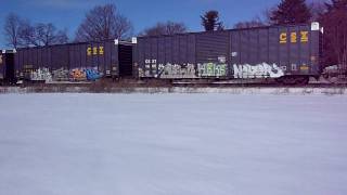 Canadian National SD70M2 with CSX Box Cars CN 8023 5619 [upl. by Oleic]