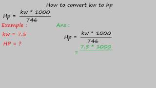 how to convert kw to hp  electrical formulas [upl. by Yeltnerb]