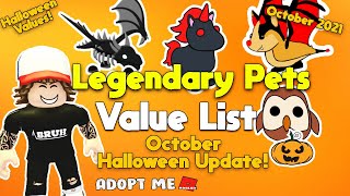 All LEGENDARY Pets VALUE List in Adopt Me  October 2021 [upl. by Dix]