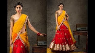 South Indian Traditional Half Saree designs  latest pavadai thavani new collections [upl. by Fabriane]