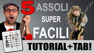 5 assoli di chitarra SUPER facili e super belli TAB [upl. by Thomas]