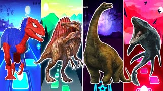 JurassicWorld Indoraptor🆚The Spinosaurus🆚The Brontosaurus🆚The Mosasaurus CoffinDance Song TilesHop [upl. by Aniela]