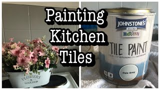 PAINTING KITCHEN TILES with johnstones tile paint [upl. by Enilecram]