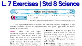 7 Metals and Nonmetals Exercises  Std 8 Science [upl. by Airbmac]